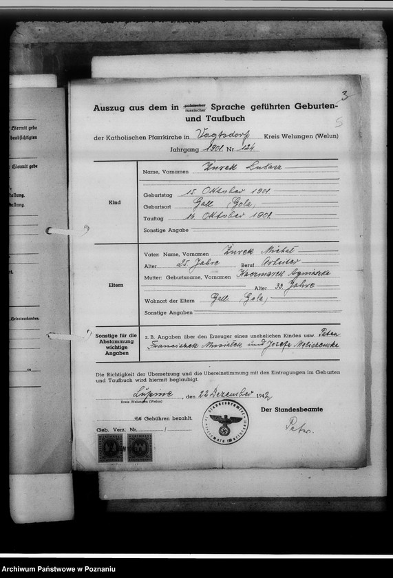 Obraz 9 z jednostki "[Uwierzytelnione odpisy z ksiąg kościelnych i urzędów stanu cywilnego]"