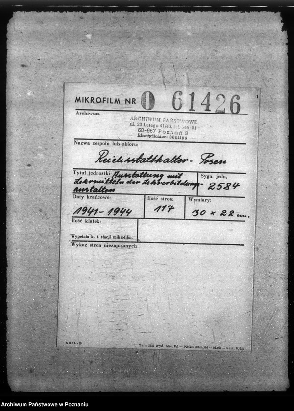 Obraz 2 z jednostki "Ausstattung mit Lehrmitteln der Lehrerbildungsanstalten"