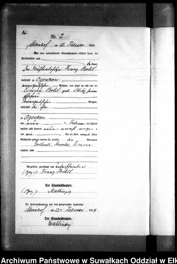 image.from.unit.number "Geburts-Neben-Register des Preussischen Standes-Amtes Gr. Strengeln Kreis Angerburg"