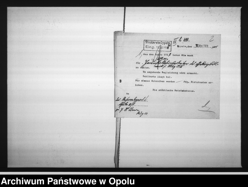 Obraz 6 z jednostki "[Ausschuss für Kriegsaufklärung - rachunki, korespondencja w sprawie pociągnięcia prądu w szkole]"