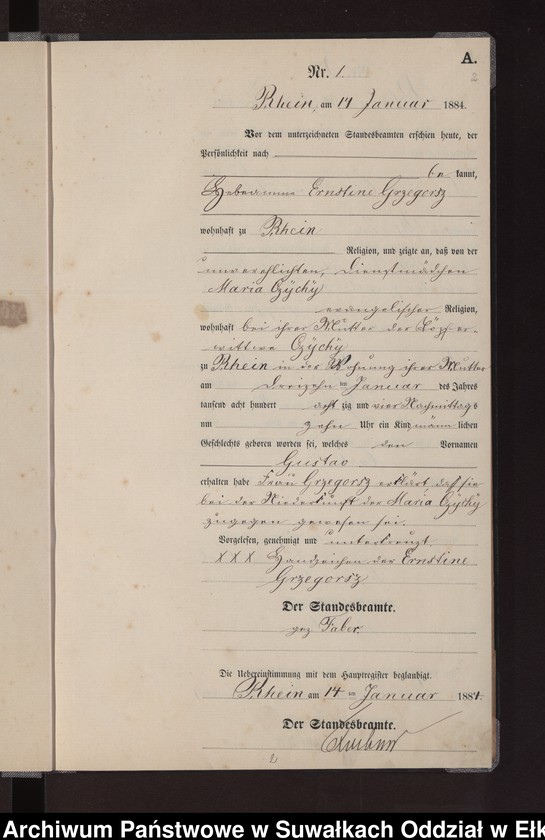 image.from.unit.number "Geburts-Neben-Register des Preussischen Standes-Amtes Rhein Kreis Loetzen"