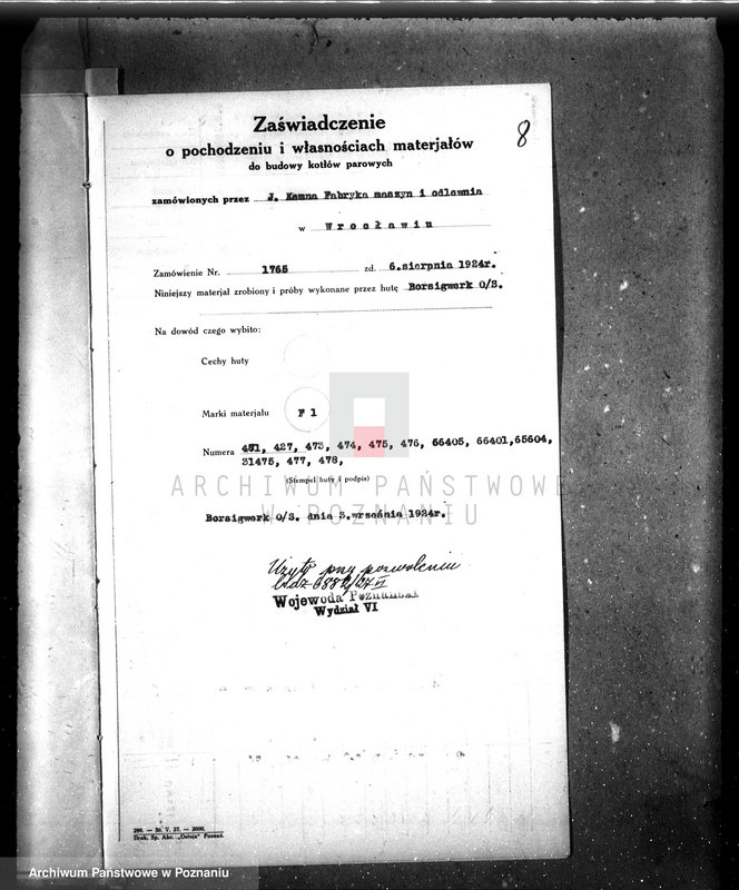 Obraz 12 z jednostki "Majętność Bronów, pow .krotoszyński, własność Classen nr woj. kotła 6065"