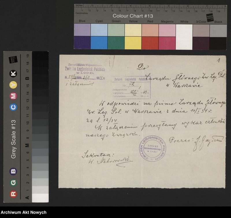 image.from.unit.number "Związek Legionistek Polskich Oddział Łódzki. Spisy członkiń."