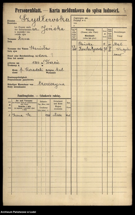 Obraz 6 z jednostki "[Spis ludności Łodzi] Szydłowska-Szymanowski"
