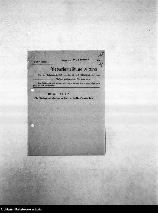 Obraz 17 z jednostki "Bedarfsmeldungen [Kopie skierowanych do GV zapotrzebowań na surowce, materiały, narzędzia, maszyny itp. potrzebne resortom pracy do produkcji]"