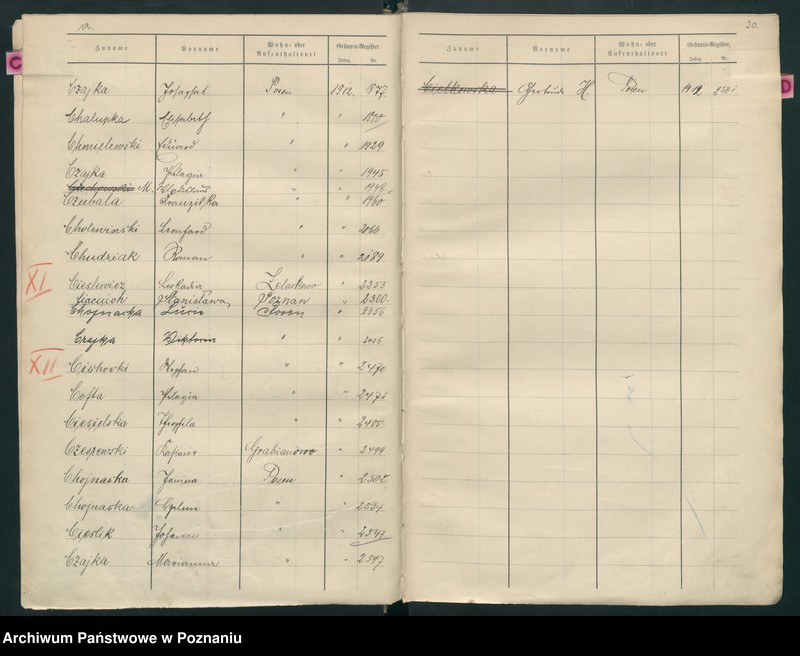 Obraz 14 z jednostki "Spis alfabetyczny urodzeń za 1912"