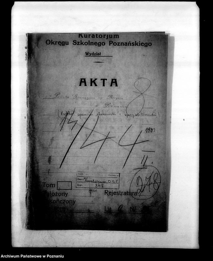 Obraz 4 z jednostki "Państwowe Gimnazjum imienia Bergera- Poznań [protokół egzaminu eksternistów i spisy abiturientów]"