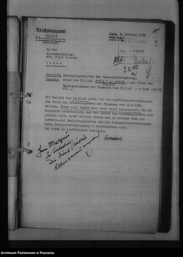 Obraz 14 z jednostki "Bauangelegenheiten der Gauselbstverwaltung, Kreise und Gemeinden"