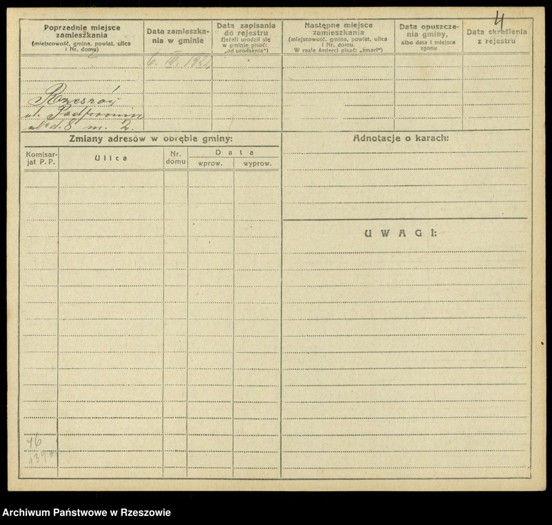 Obraz 6 z jednostki "Kartoteki kontroli ruchu ludności Litera: K"