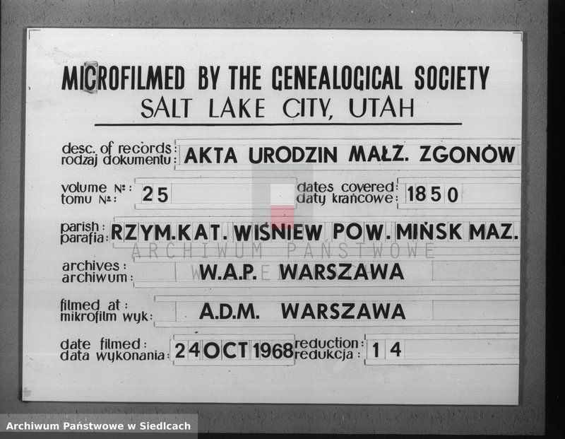 Obraz 1 z jednostki "[Akta urodzeń, małżeństw, zgonów]"