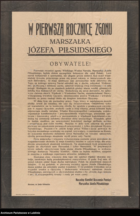 image.from.collection.number "Józef Piłsudski na plakacie i afiszu APL111"