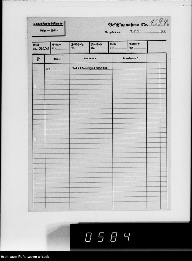 Obraz 10 z jednostki "Kripo. Kartei-Karten Beschlagnahme Nr.968-1397"