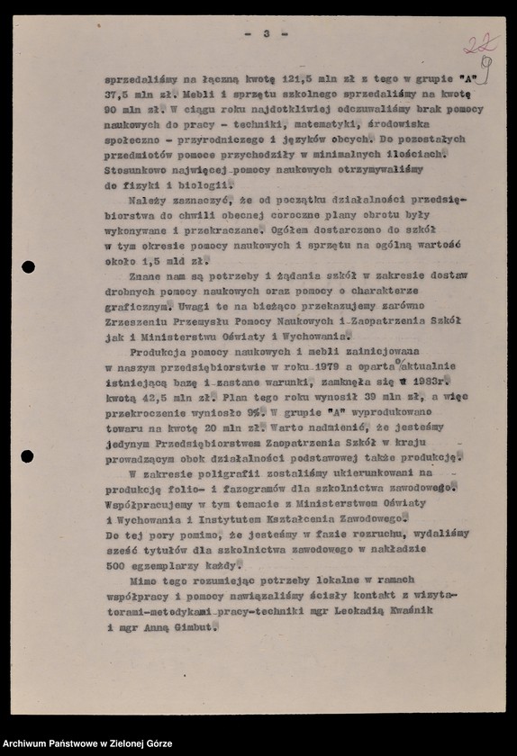 image.from.unit.number "Protokóły z posiedzeń Komisji Wychowania i Oświaty Wojewódzkiej Rady Narodowej w Zielonej Górze; Nr 1 - 2; 1 - 2"