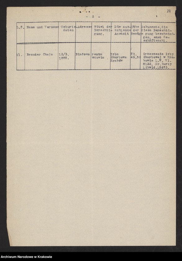 image.from.unit.number "Kwestionariusze Żydów z miejscowości: Baligród /30 IX 1940/, Baranów Sandomierski, Bieżanów, Biecz /25 i 29 IX 1940/, Błażowa, Bobowa /23 IX 1940/, Bochnia /15 XI 1940/, Boratyń /12 X 1940/, Borek Fałęcki /7 XI 1940/, Brzesko, Brzostek, Czudec."