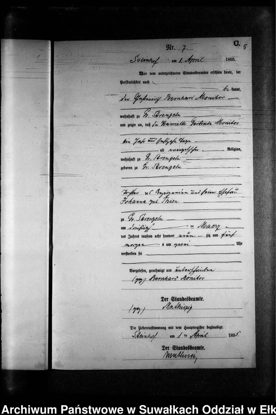 image.from.unit.number "Sterbe-Neben-Register des Preussischen Standes-Amtes Gr. Strengeln Kreis Angerburg"