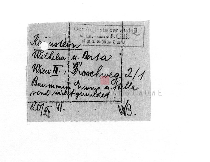 Obraz 4 z jednostki "[Korespondencja z osobami w różnych krajach w sprawie informacji o Żydach zamieszkałych w getcie łódzkim, wsiedlonych z Wiednia]"