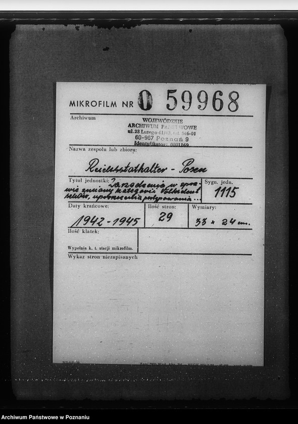 Obraz 2 z jednostki "Zarządzenia w sprawie zmiany kategorii Volksdeutschów, uproszczenia postępowania i informowania w zakresie zmian w sprawach listy narodowej"