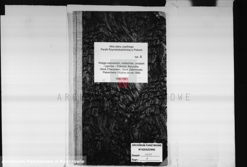 image.from.unit "Księga zapowiedzi , małżeństw , urodzeń i zgonów - Połomia, Baryczka, Glinik Charzewski, Glinik Zaborowski, Piekarówka i Wyżne za 1890 rok"