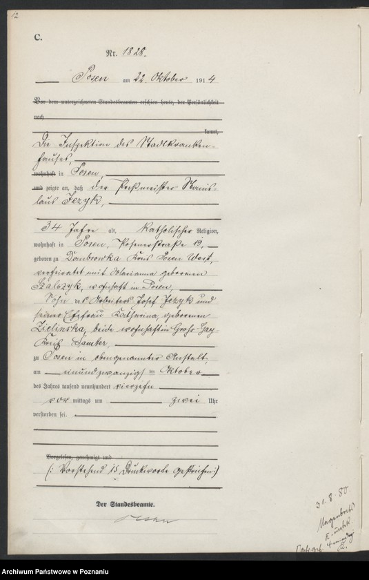 Obraz 14 z jednostki "Księga miejscowa zgonów tom V [Rejestr główny zgonów]"