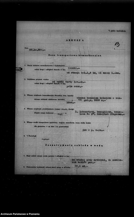 Obraz 16 z jednostki "Kwestionariusz Zakładu impregnacyjnego związku koksowni Spółka z o. o. w Katowicach Wronki powiat szamotulski"