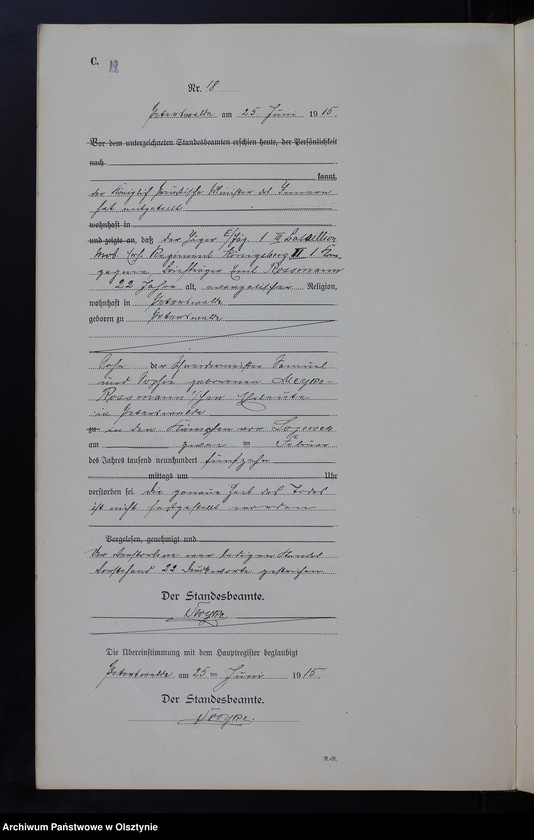 Obraz 20 z jednostki "Sterbe-Haupt-Register Nr 1 - 40"