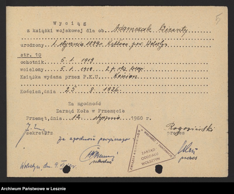 image.from.unit.number "Adamczak Wincenty, Adamczak Pelagia - Powstanie Wielkopolskie 1919 "
