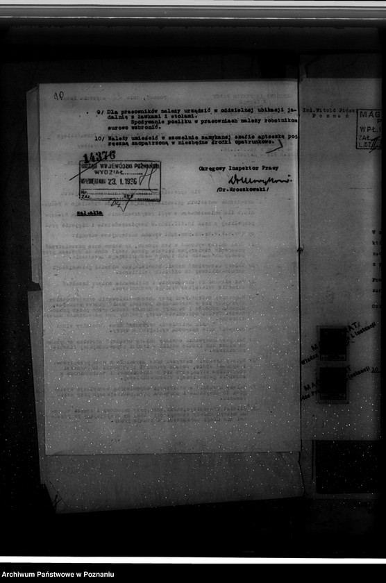 Obraz 14 z jednostki "Zatwierdzenie zakładu przemysłowego /warsztatu galwanizacyjnego/ W. Pińskiego w Poznaniu"