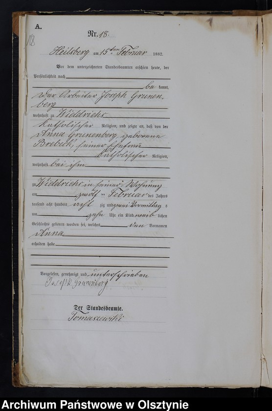 image.from.unit.number "Geburts-Haupt-Register Nr 1 - 156"