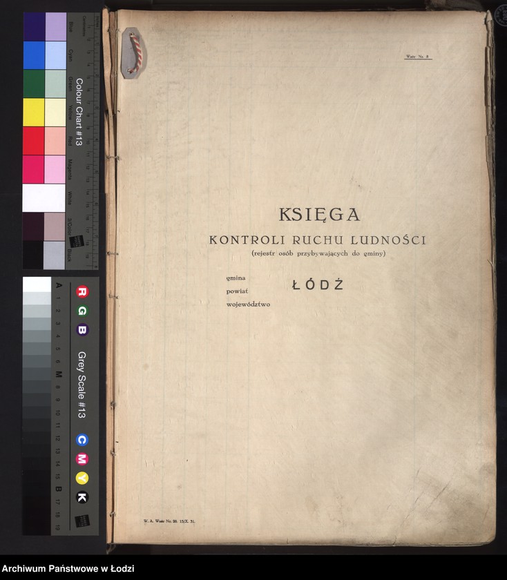 image.from.unit.number "Księga kontroli ruchu ludności (rejestr osób przybywających do gminy) Łódź, komisariat I, t. II nr 3456-6785"