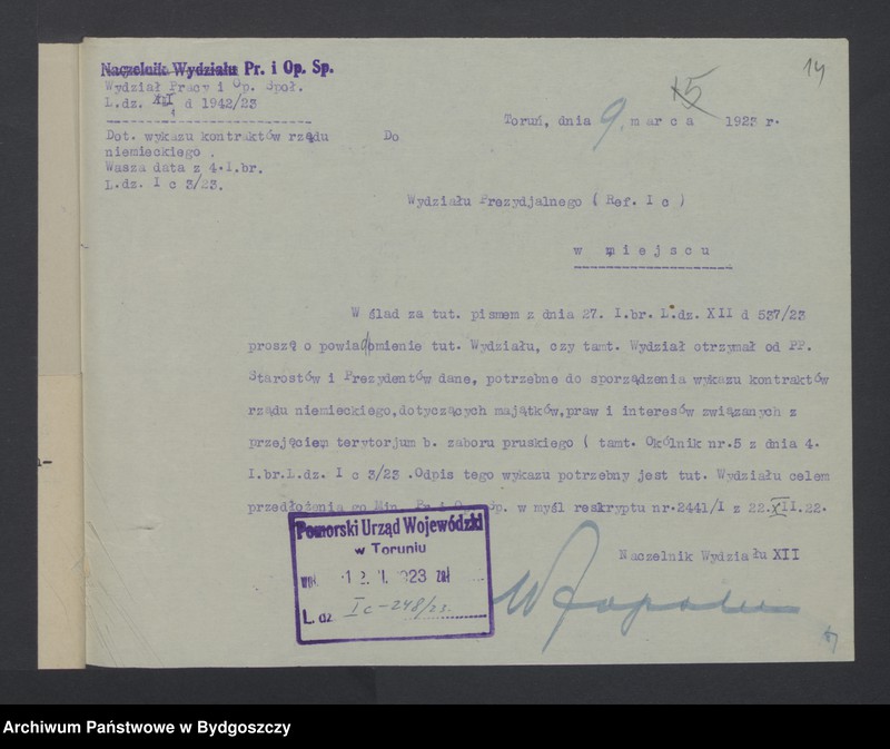 image.from.unit.number "[Kontrakty rządu niemieckiego dot. majątków, praw i interesów związanych z przejęciem terytorium byłego zaboru pruskiego]"