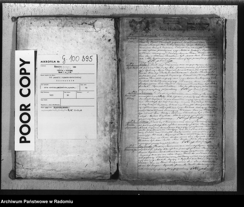 image.from.unit.number "Duplikat akt urodzonych, zaślubionych i zmarłych z parafii Głowaczów w roku 1855"