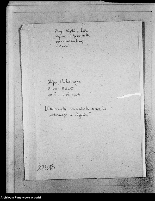 Obraz 4 z jednostki "Kripo.Unterlagen 2400-2600 [Dokumenty konfiskaty majątku ruchomego u Żydów]"