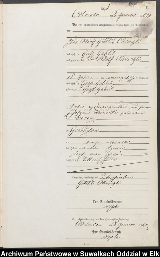 image.from.unit.number "Sterbe-Neben-Register des Preussischen Standes-Amtes Orlowen Kreis Lötzen"