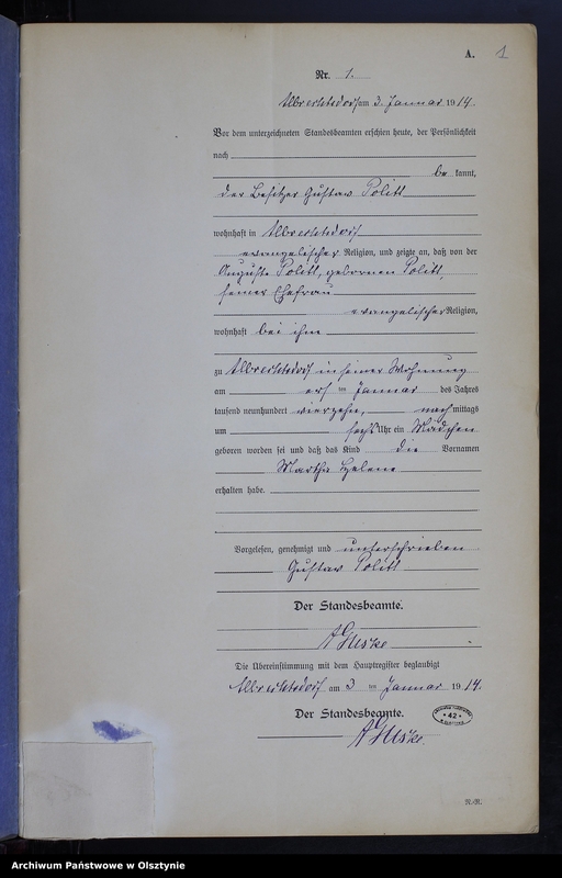 image.from.unit.number "Geburts-Neben-Register Nr 1 - 35 [ Księga urodzeń - wtóropis ]"