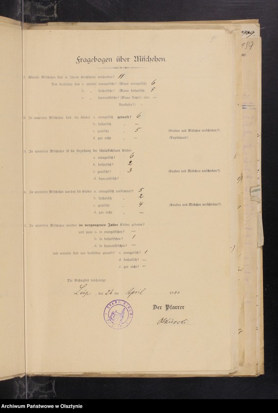 image.from.unit.number "Mischehen-Listen aus der Diözese /auch Anweisungen, Berichten und  andere Schreiben/"