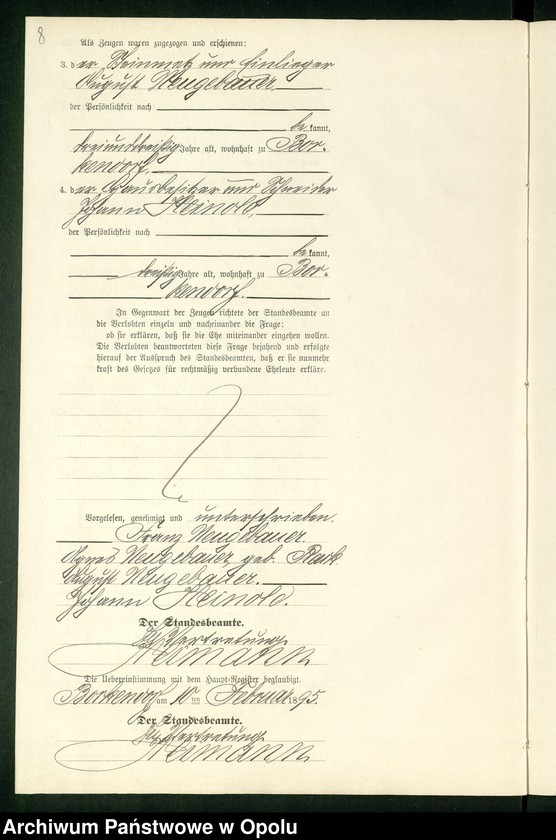 Obraz 12 z jednostki "Heiraths-Neben-Register des Standesamts Borkendorf pro 1895"