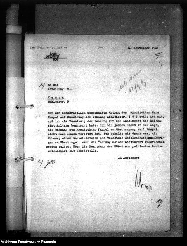 Obraz 11 z jednostki "Wohnungszuweisungen für Deutsche. Verdrängung der Polen."