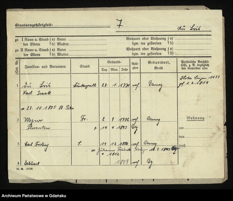 image.from.unit.number "Karty meldunkowe: Dubois ( du Bois) - Duerholz"