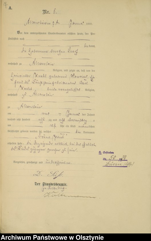 image.from.unit.number "Geburts-Haupt-Register Tom I,Nr 1 - 400"