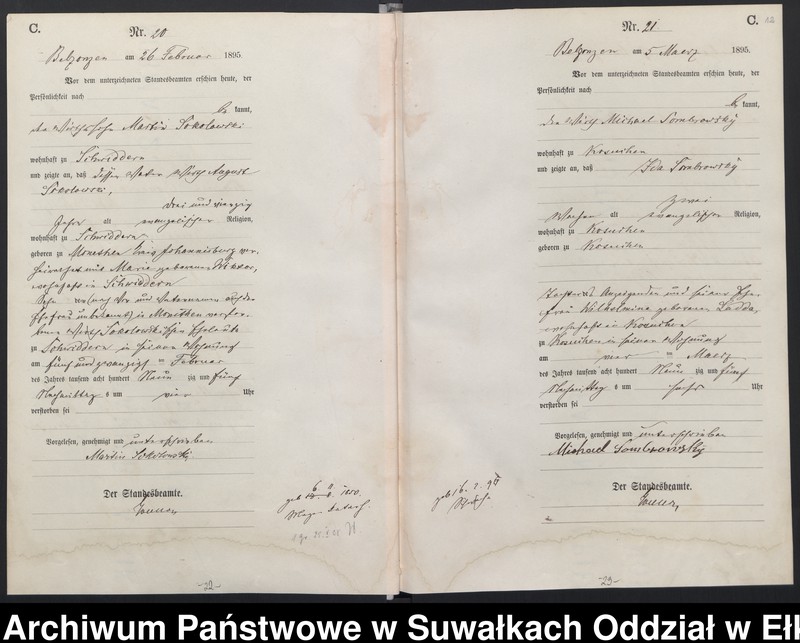 Obraz 15 z jednostki "Sterbe-Haupt-Register des Königlichen Preussischen Standes-Amtes Belzonzen Kreis Johannisburg"