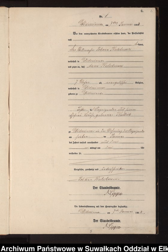 image.from.unit.number "Sterbe-Neben-Register des Preussischen Standes-Amtes Widminnen Kreis Loetzen"