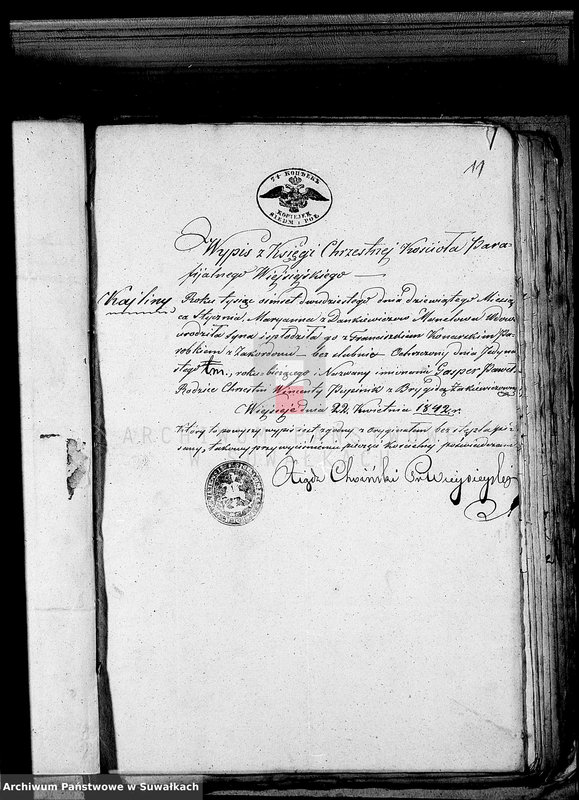 Obraz 8 z jednostki "Dowody do Akt Małżeństw Parafii Lejpuńskiej z Roku 1842"