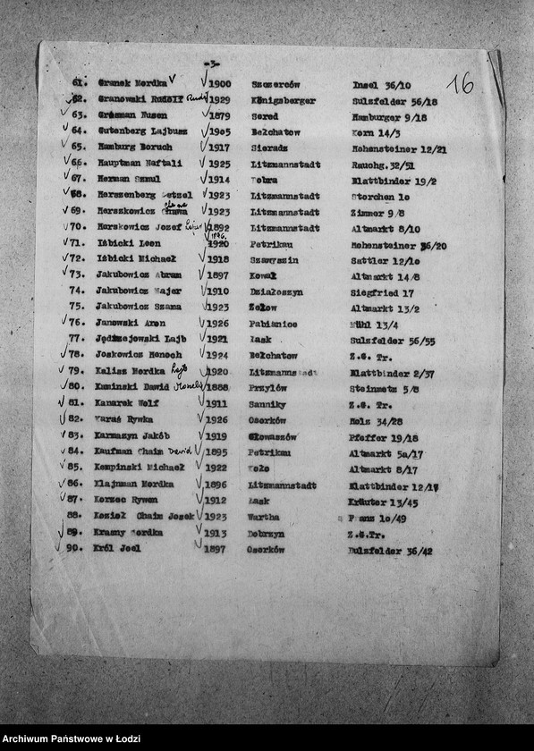 Obraz 19 z jednostki "[Pisma z Wydziału Prezydialnego, z Centralnego Więzienia i Wydziału Pracy zawiadamiające o przyjeżdżających i wyjeżdżających Żydach]"