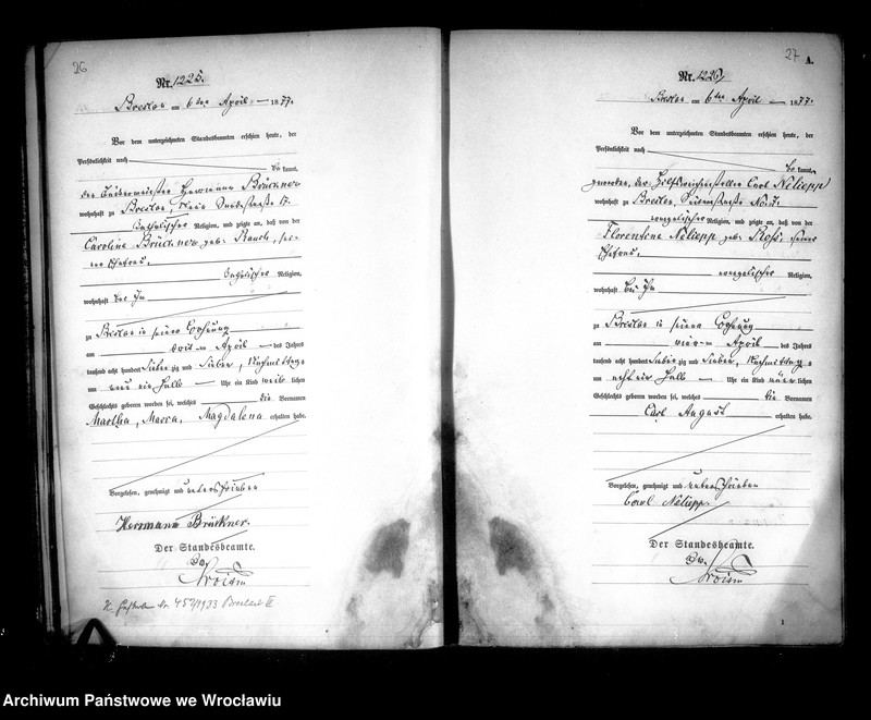 image.from.unit.number "Geburts-Haupt-Register Breslau I 1877 Band 3"