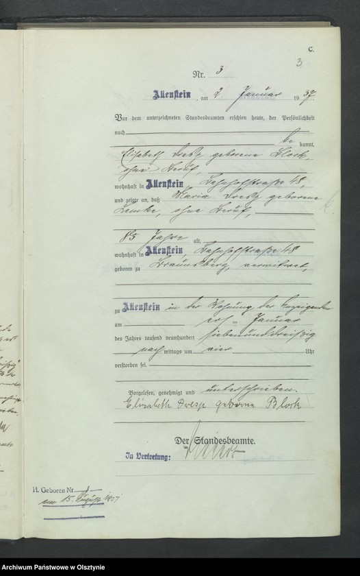 image.from.unit.number "Sterbe-Haupt-Register Tom I, Nr 1-351"