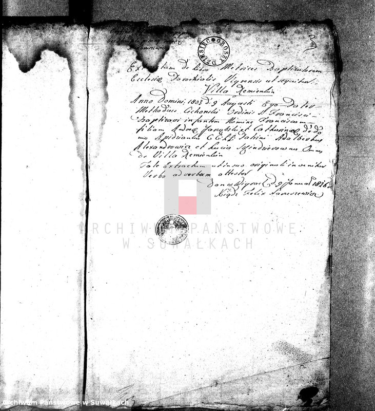 image.from.unit.number "Dowody służące do Aktów Ślubnych Gminy Wigierskiey na Rok 1826."