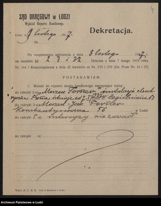 Obraz 6 z jednostki "Moszek Torner – instalacja elektryczna"