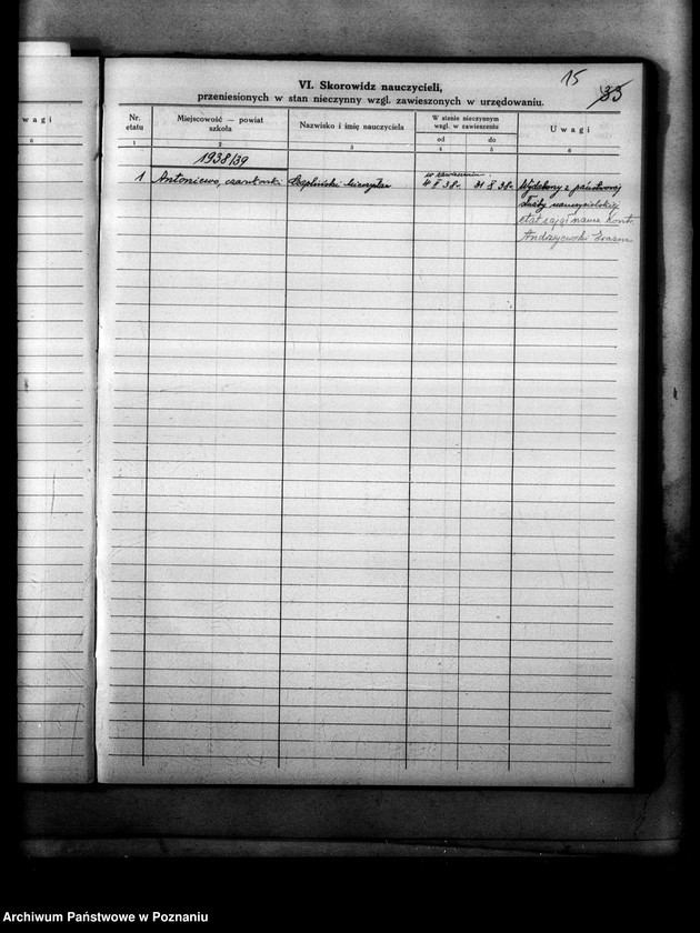 Obraz 20 z jednostki "Księga ewidencyjna szkół i etatów w powiecie czarnkowskim"