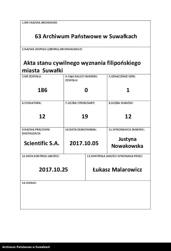 Obraz 1 z jednostki "Księga metryczna duchownego Michaiła Gołubowa cerkwi staroobrzędowców w Suwałkach na 1929 rok. Część II- o poślubionych"