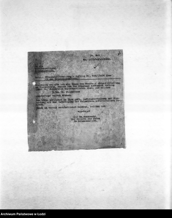 Obraz 6 z jednostki "Arbeitsressort K. [Niemieckie zamówienia do resortów pracy, produkcja, zapotrzebowanie materiałów dla produkcji]"